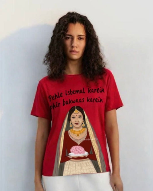 WOMEN'S REBEL TALK OVERSIZED TSHIRT (RED)