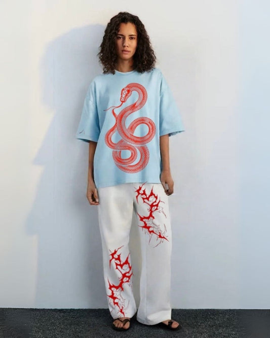 WOMEN'S RED SERPENT CORDS ( BLUE AND WHITE )