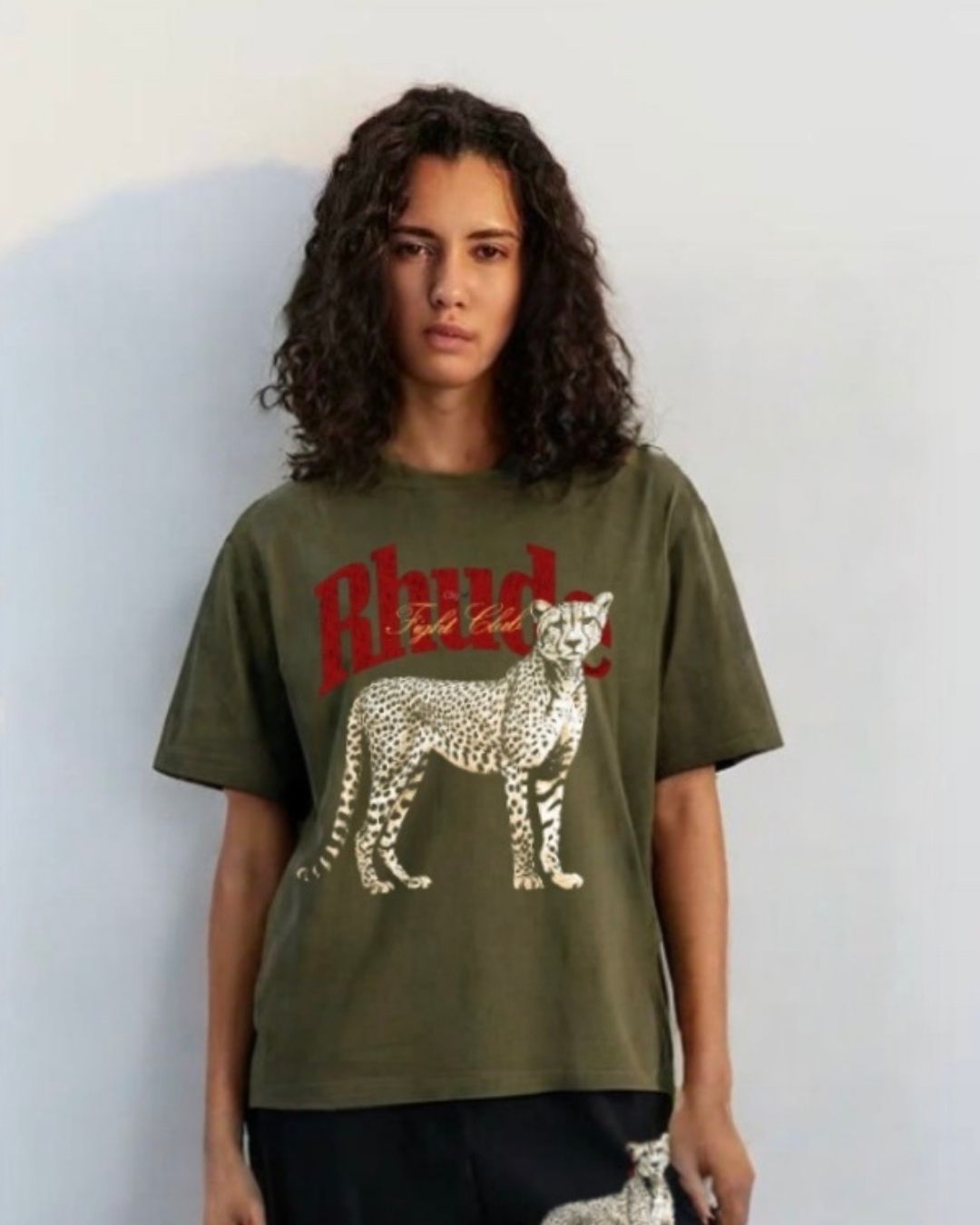WOMEN'S RHUDE LEO OVERSIZED TSHIRT (OLIVE)