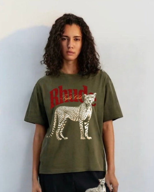 WOMEN'S RHUDE LEO OVERSIZED TSHIRT (OLIVE)