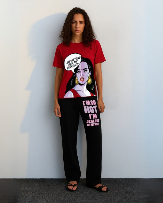 WOMEN'S SASSY AF CORDSET (RED AND BLACK)