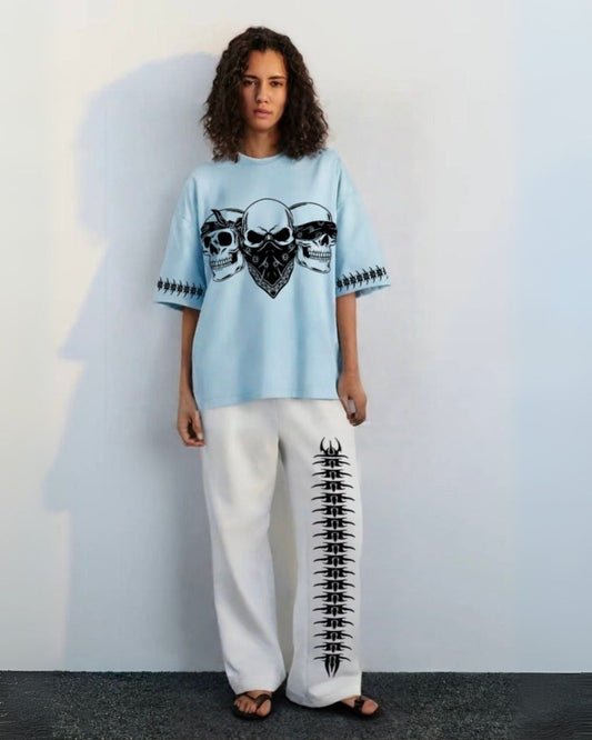 WOMEN'S SKULL MAFIA CORDS (BLUE AND WHITE)