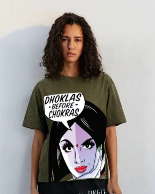 WOMEN'S SNACK OVER SHAADI OVERSIZED TSHIRT (OLIVE)
