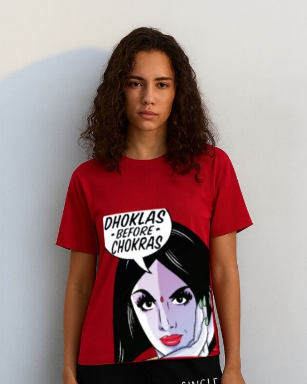 WOMEN'S SNACK OVER SHAADI OVERSIZED TSHIRT (RED)