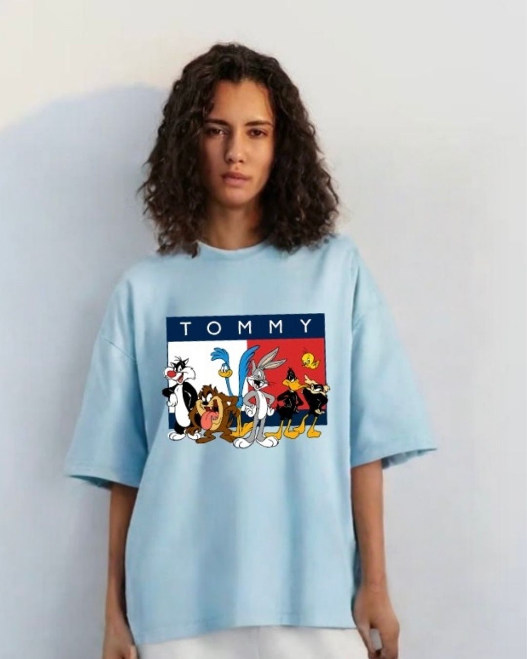WOMEN'S TOMMY GANG OVERSIZED TSHIRT (BLUE)