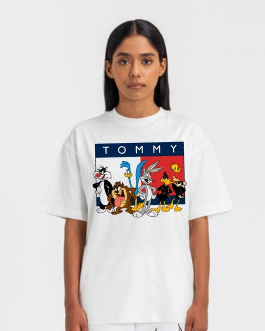 WOMEN'S TOMMY GANG OVERSIZED TSHIRT (WHITE)