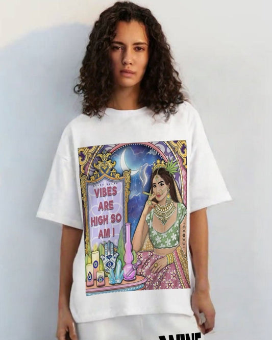 WOMEN'S VIBE 69 OVERSIZED TSHIRT (WHITE)