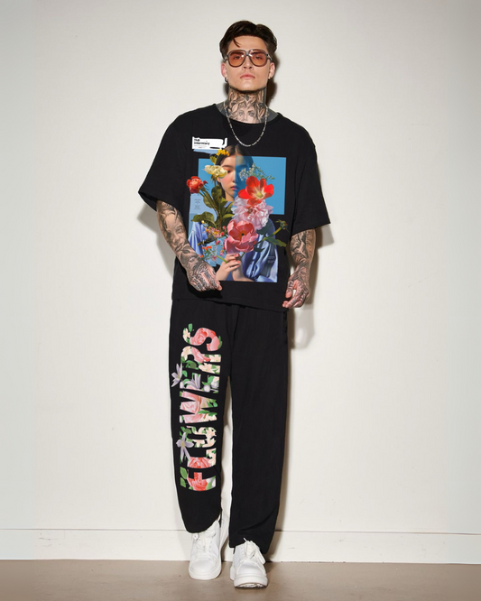 Men's blooming floral cordset (Black and Black )