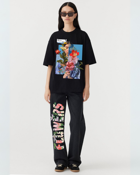 Women's blooming floral  cordset (black and black)