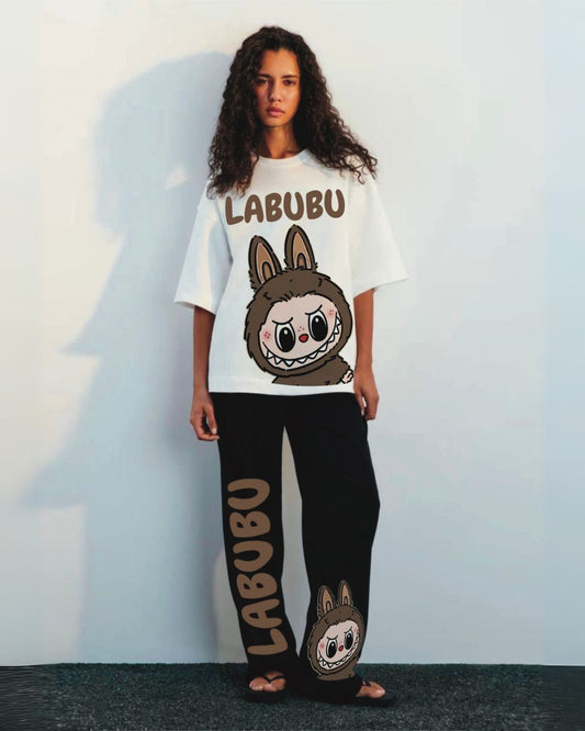 Women bunny labubu cordset ( white and black)