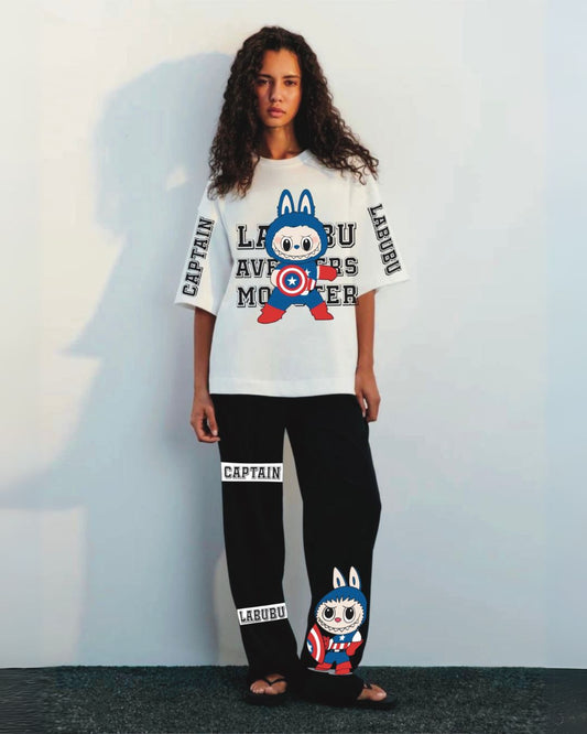 Women captain labubu cordset (white and black)