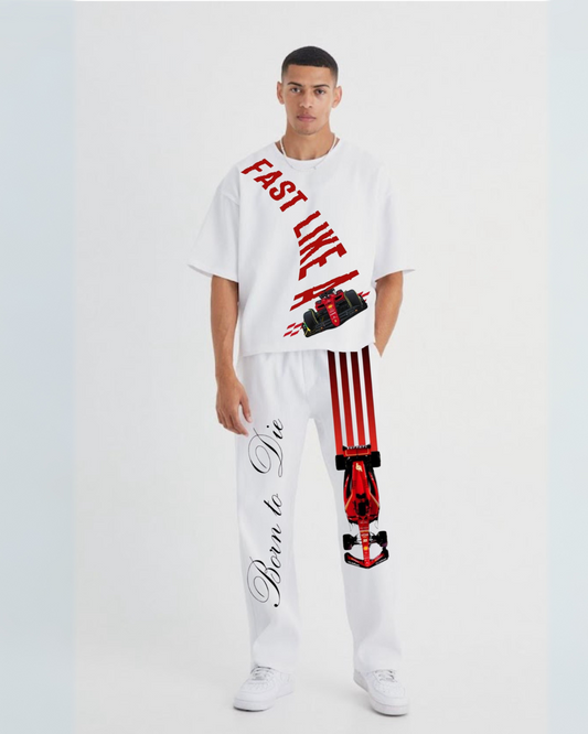 Men's first born cordset (white and white )