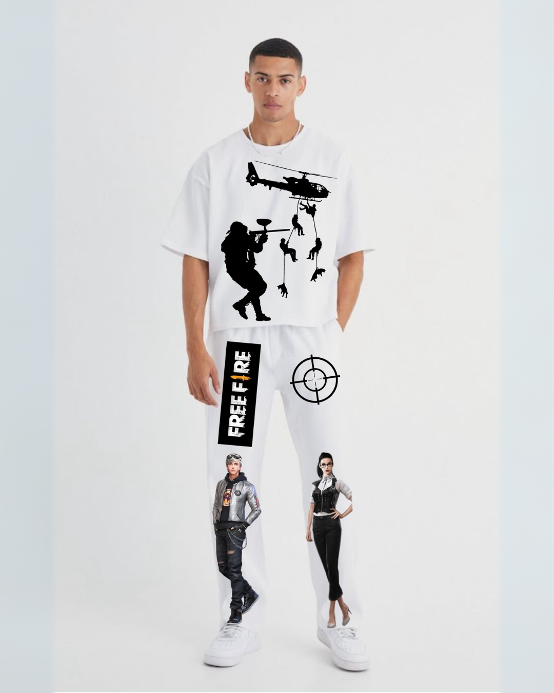 Men's freefire cordset (white and white )