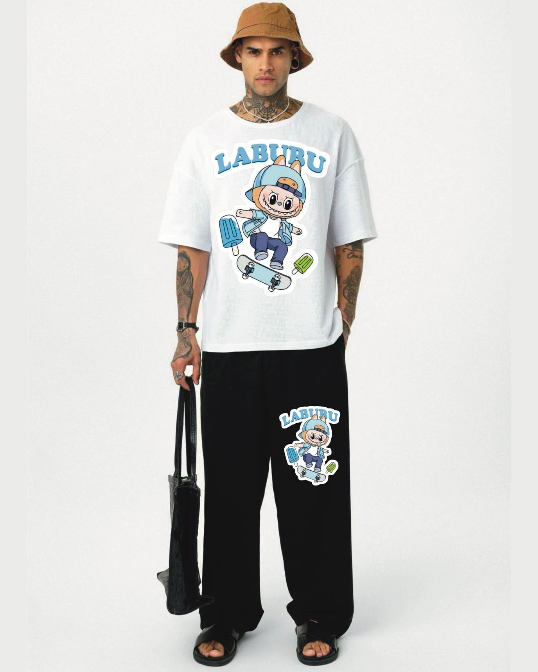 Icecream labubu cordset (white and black)