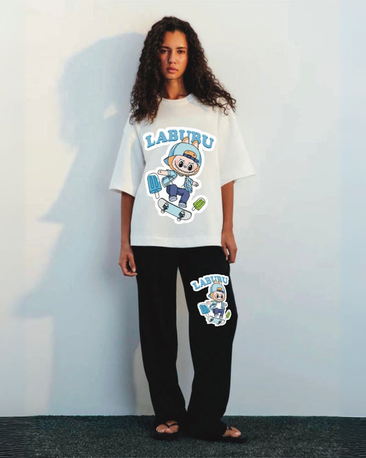 Women icecream labubu cordset (white and black)