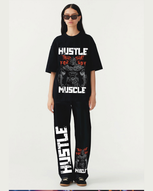 Women's muscle hustle  cordset (black and black)