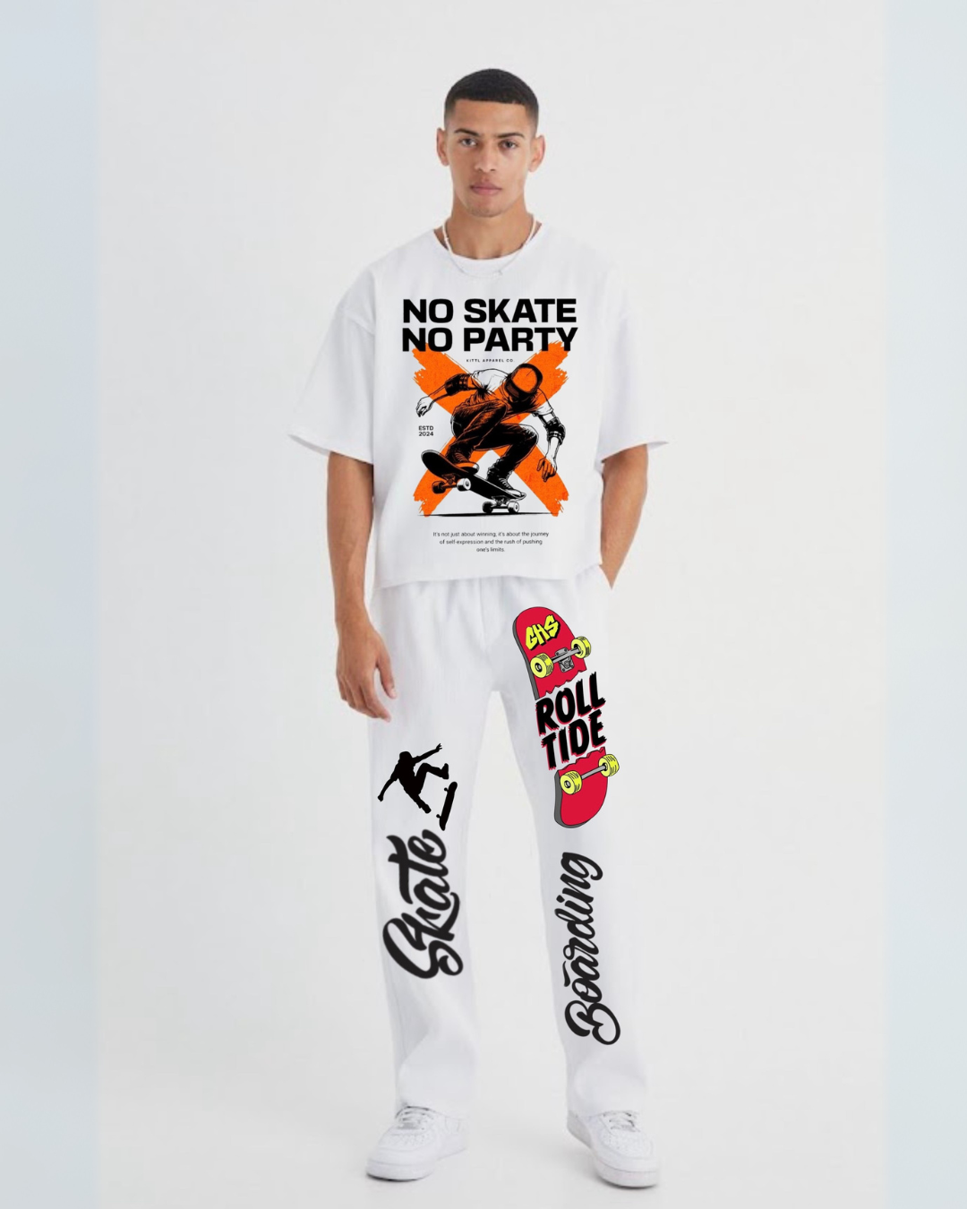 Men's no party cordset (white and white )