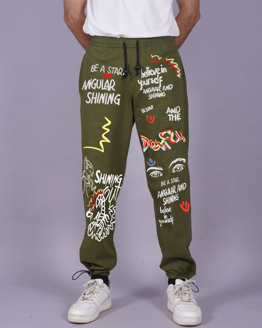 Men's Olive Cargo Adjustable Pants - Shining Star