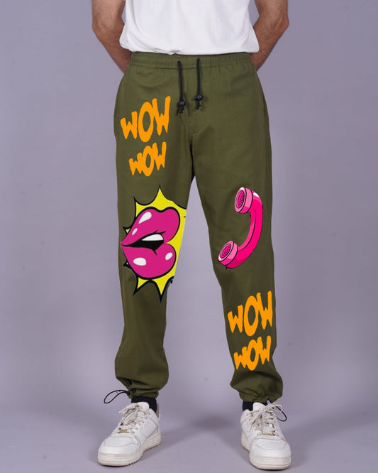 Men Olive Cargo Pants with Wow Effect