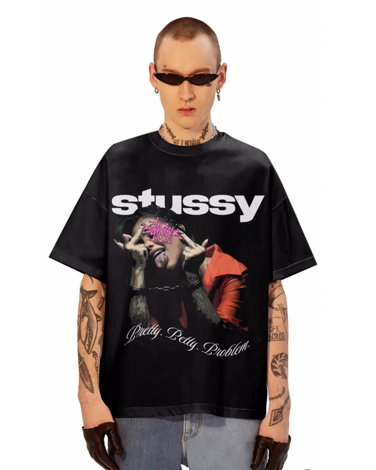 Stussy Betty Unisex Exclusive Oversized Tee - Black