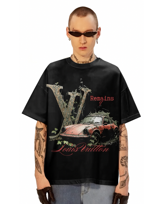 Vintage car Unisex Exclusive Oversized Tee - black