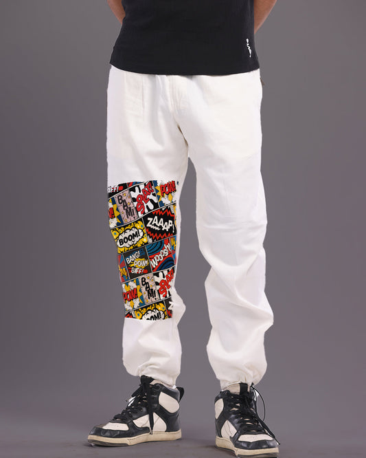 Retro-Inspired Men's White Cargo Adjustable Pant