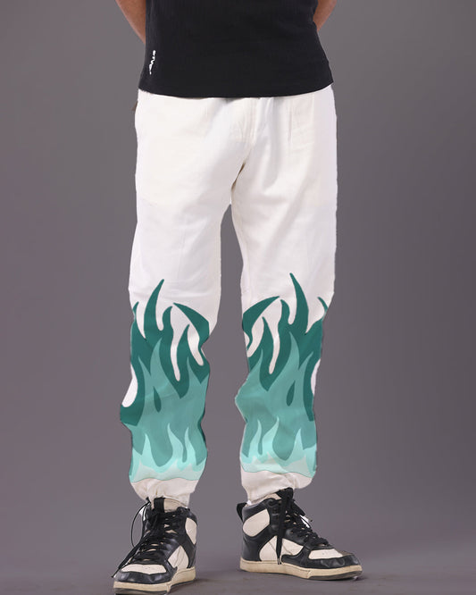 Mens White Adjustable Cargo Pants - Teel Fire(*)