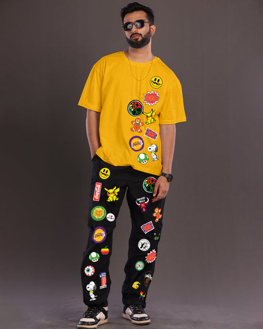 Funky Fresh: Men's Oversized Two Piece Co-ord Set in Yellow and Black